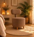 Ver imagem 2 de Poltrona Puff Veneza Decorativa Bouclé com Encosto Cacau