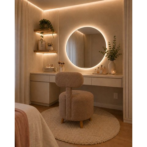 Poltrona Puff Veneza Decorativa Bouclé com Encosto Cacau