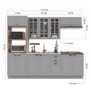 Ver imagem 3 de Cozinha Modulada 5 Peças Torre Quente Balcão sem Tampo 2 Aéreos 100% MDF com Vidro Rodapé Bari Cinza/Titanio Fosco