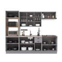 Ver imagem 4 de Cozinha Modulada 5 Peças Torre Quente Balcão sem Tampo 2 Aéreos 100% MDF com Vidro Rodapé Bari Cinza/Titanio Fosco
