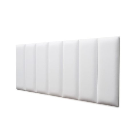 Placas Cabeceira Modulada Adesiva Casal Estofada 140cm x 60cm Kit 7 Placas - Courino Branco
