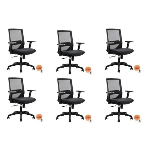 Kit 6 Cadeiras Diretor NR17 Office Chicago Preto Rivatti