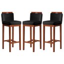 Ver imagem 1 de Kit 3 Banquetas Alta com Encosto 38x102 cm Líbia Madeira Maciça Suede Preto CCS