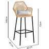 Kit 09 Banqueta Alta Com Encosto Sttar Cozinha Balcão Fibra Caramelo e Almofada Suede Branco - - 3