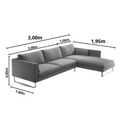Sofá 3 Lugares com Chaise - Mon010:marrom - 2