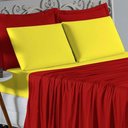 Ver imagem 3 de Jogo de Cama Casal Viúva Nobre 4 Peças Malha 100% Algodão - Vermelho / Amarelo