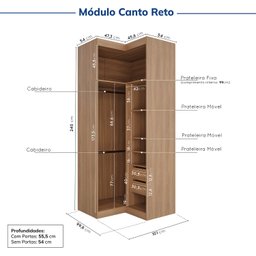 Guarda-roupa Modulado de Canto 11 Portas 7 Peças Hera Cabecasa Madeiramadeira - 12