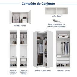 Guarda-roupa Modulado de Canto 10 Portas 6 Peças Hera CabeCasa MadeiraMadeira - 4