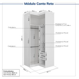 Guarda-roupa Modulado de Canto 10 Portas 6 Peças Hera CabeCasa MadeiraMadeira - 13
