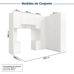 Guarda-roupa Modulado de Canto 10 Portas 6 Peças Hera CabeCasa MadeiraMadeira - 3