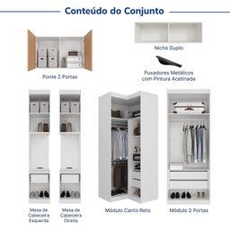 Guarda-roupa Modulado de Canto 10 Portas 6 Peças Hera CabeCasa MadeiraMadeira - 4