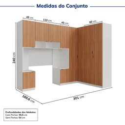Guarda-roupa Modulado de Canto 10 Portas 6 Peças Hera CabeCasa MadeiraMadeira - 3
