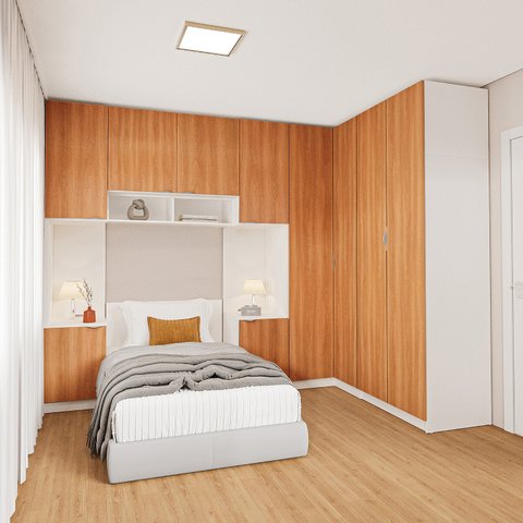 Guarda-Roupa Modulado de Canto 10 Portas 6 Peças Hera CabeCasa MadeiraOriginals Branco/Algodão/Louro/Cinza