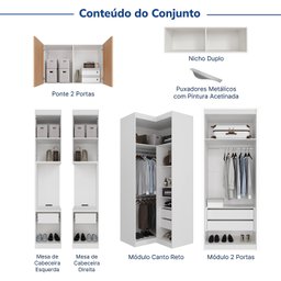 Guarda-roupa Modulado de Canto 10 Portas 6 Peças Hera CabeCasa MadeiraMadeira - 4