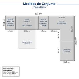Guarda-roupa Modulado de Canto 10 Portas 6 Peças Hera CabeCasa MadeiraMadeira - 2