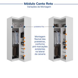 Guarda-roupa Modulado de Canto 10 Portas 6 Peças Hera CabeCasa MadeiraMadeira - 14