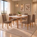 Ver imagem 1 de Conjunto de Mesa de Jantar Dublin 180 Tp MDF Laminado Canto Copo 6 Cadeiras Estela