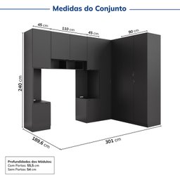 Guarda-roupa Modulado de Canto 10 Portas 6 Peças Hera CabeCasa MadeiraMadeira - 3
