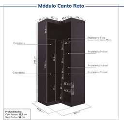 Guarda-roupa Modulado de Canto 10 Portas 6 Peças Hera CabeCasa MadeiraMadeira - 13