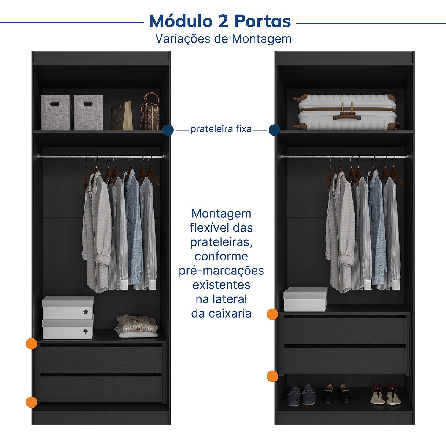 Guarda-roupa Modulado de Canto 10 Portas 6 Peças Hera Cabecasa Madeiramadeira - 12