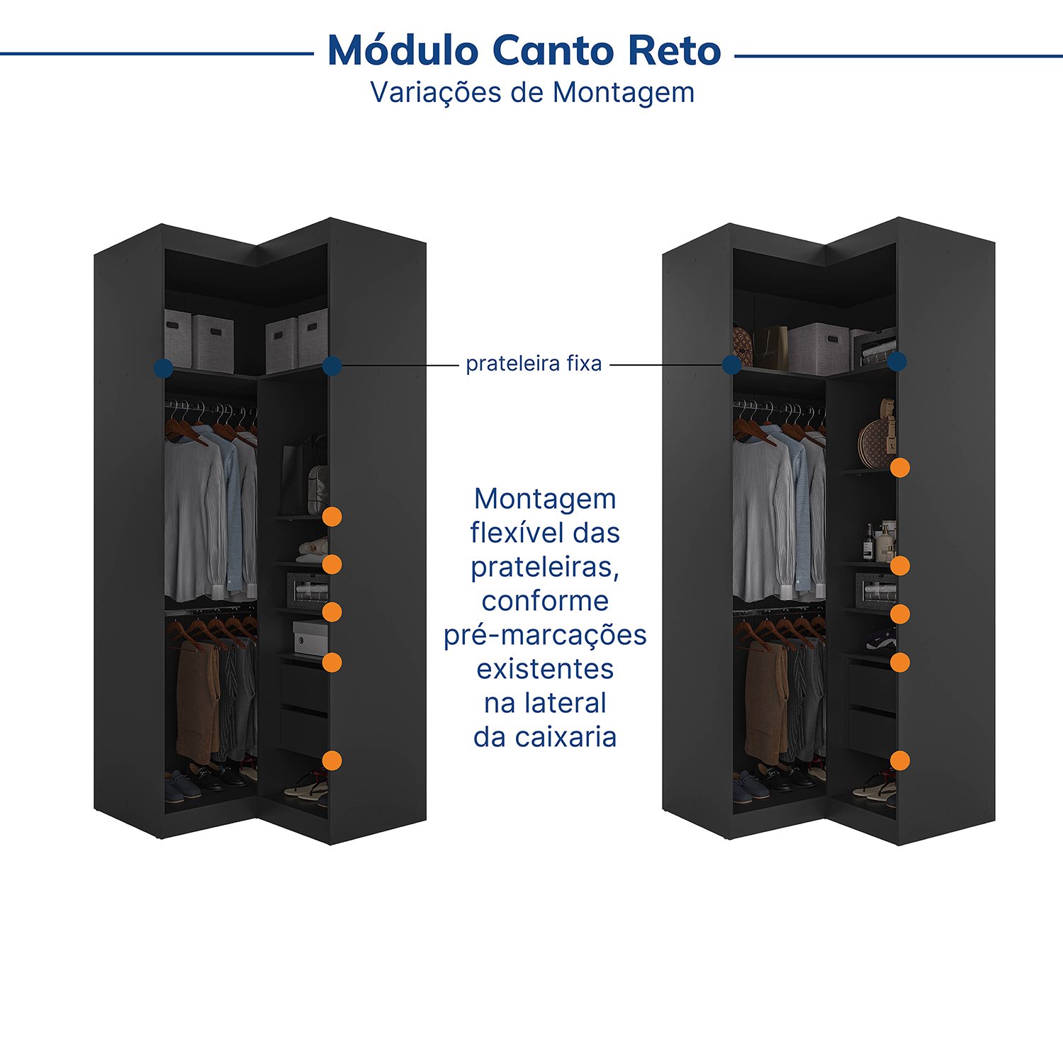 Guarda-roupa Modulado de Canto 10 Portas 6 Peças Hera Cabecasa Madeiramadeira - 14