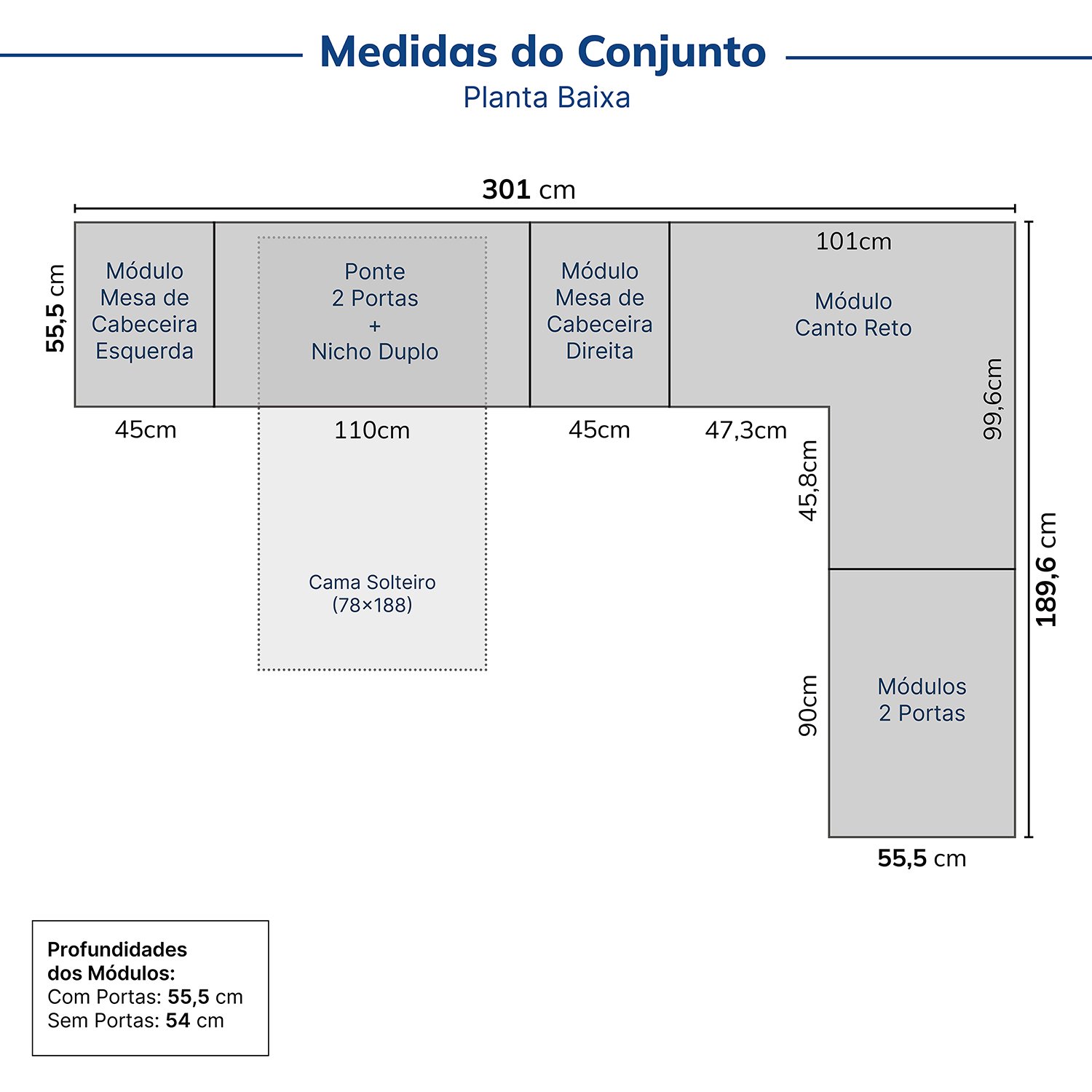 Guarda-roupa Modulado de Canto 10 Portas 6 Peças Hera Cabecasa Madeiramadeira - 2