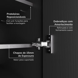 Guarda-roupa Modulado de Canto 10 Portas 6 Peças Hera CabeCasa MadeiraMadeira - 7