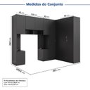 Ver imagem 3 de Guarda-Roupa Planejado de Canto 10 Portas 6 Peças Hera CabeCasa MadeiraOriginals Preto/Cinza