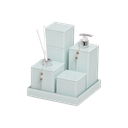 Ver imagem 1 de KIT LAVABO BANHEIRO LUXO VIDRO 5 PEÇAS: BRANCO PRATA