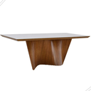 Ver imagem 4 de Conjunto Mesa de Jantar Retangular 6 Lugares Dunnas de 180cm:castanho com Vidro Off White