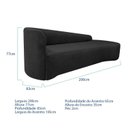 Ver imagem 3 de Recamier Curvo Orgânico 200cm 3 Lugares Lado Direito para Sala Estar e Linho Paris Preto