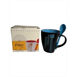 Kit Xicara e Colher Caneca Luxo Cafe Cappuccino Luxo 325ml - 2
