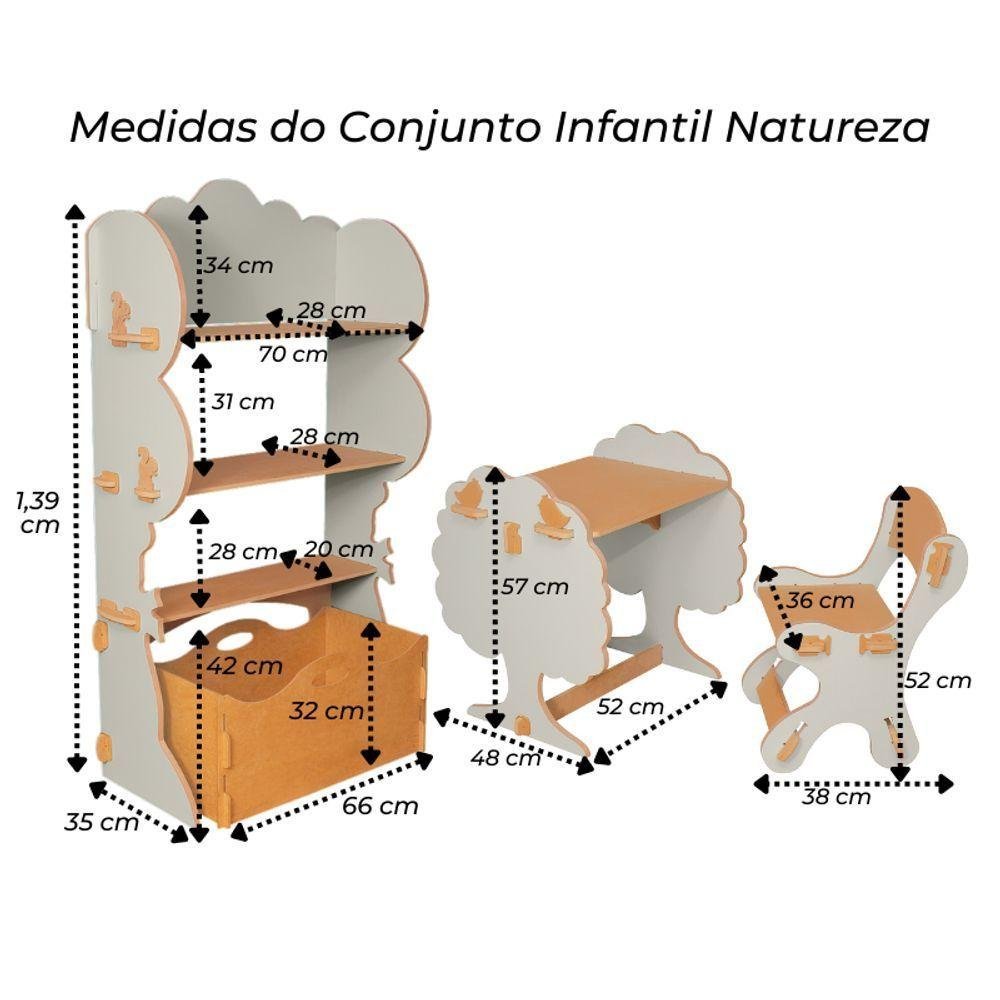 Kit Estante, Mesa E Cadeira Infantil De Encaixe Natureza Verde - 2