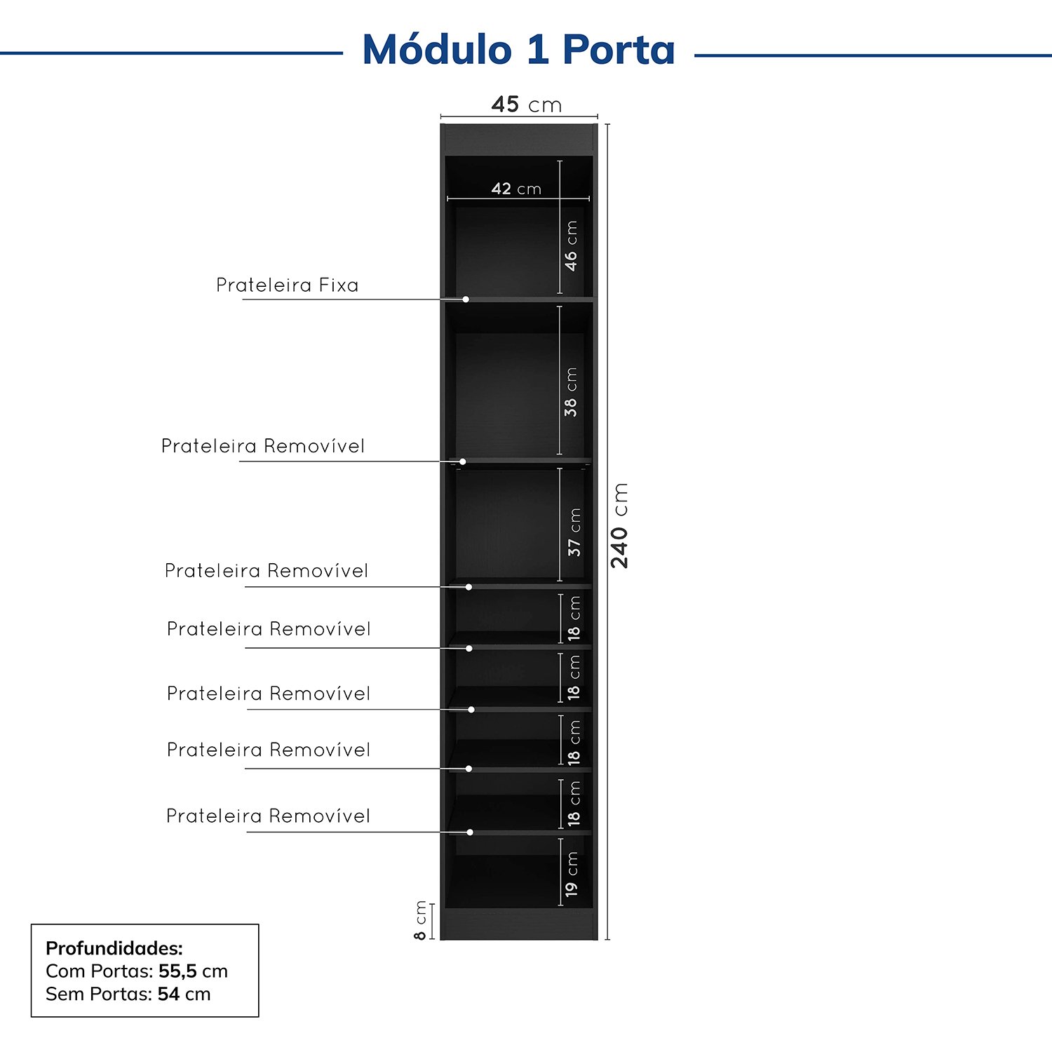 Guarda-roupa Modulado de Canto 11 Portas 8 Peças Hera Cabecasa Madeiramadeira - 10