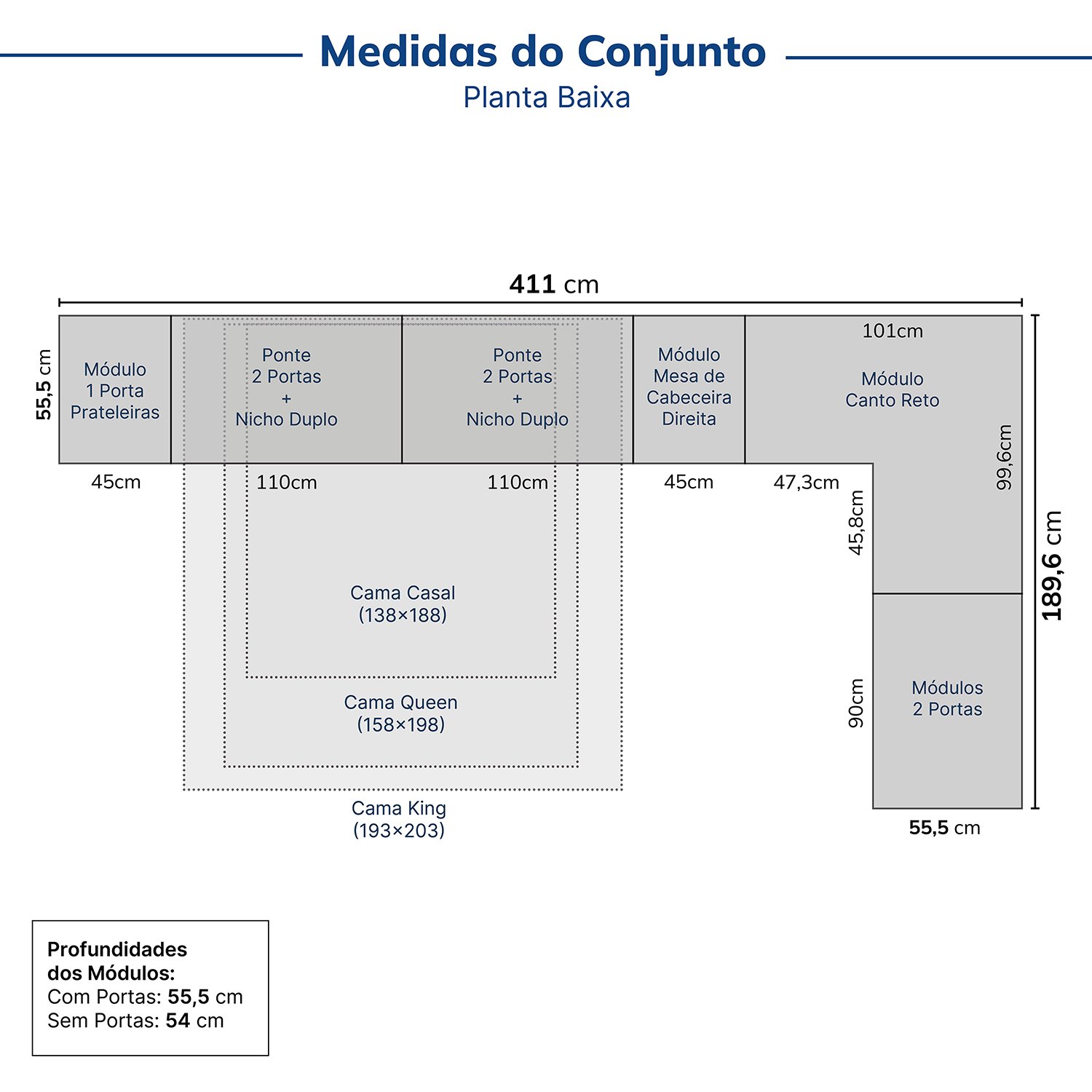 Guarda-roupa Modulado de Canto 11 Portas 8 Peças Hera Cabecasa Madeiramadeira - 2