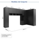 Ver imagem 3 de Guarda-Roupa Planejado de Canto 11 Portas 8 Peças Hera CabeCasa MadeiraOriginals Preto/Cinza