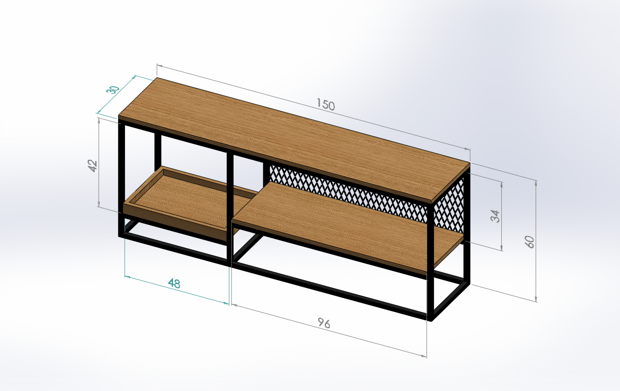 Aparador Rack Sala Mdf Tv Ferro 150cm - 2