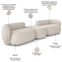 Ver imagem 4 de Sofá 3 Lugares para Sala Living Orgânico com Puff 302cm Luft P08 Veludo Bege - Lyam Decor