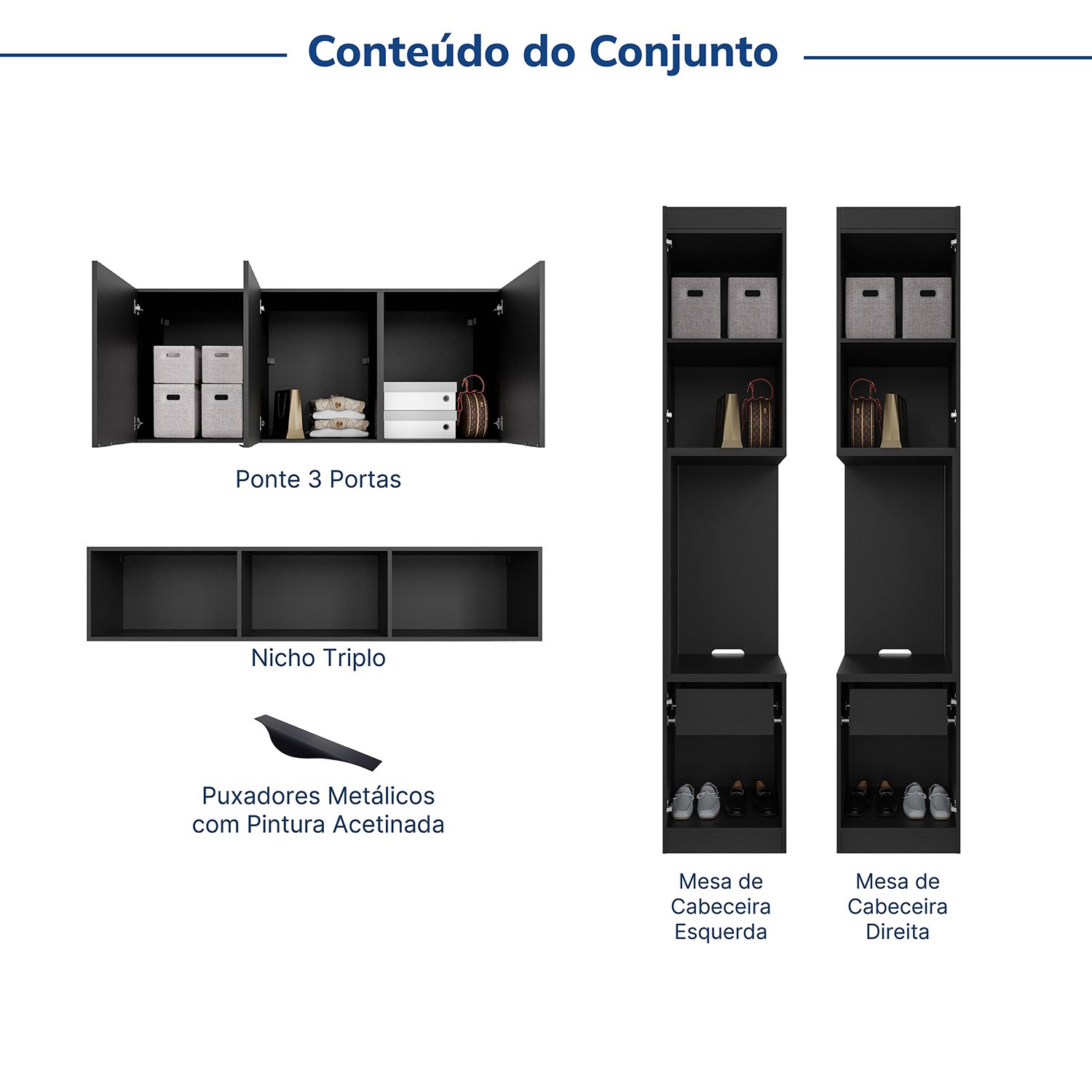 Guarda-roupa Modulado 7 Portas 4 Peças Hera Cabecasa Madeiramadeira - 4