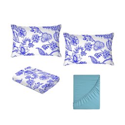Jogo de Cama Queen Size Algodão 4 Peças 150 Fios Estampado - 6