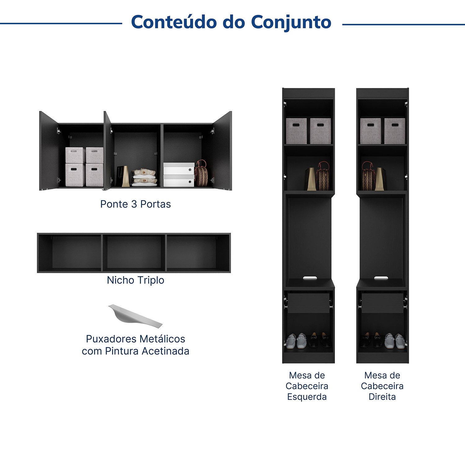 Guarda-roupa Modulado 7 Portas 4 Peças Hera Cabecasa Madeiramadeira - 4