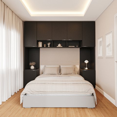 Guarda-Roupa Planejado 7 Portas 4 Peças Hera CabeCasa MadeiraOriginals Preto/Cinza