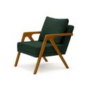 Ver imagem 4 de Poltrona Mona Pés de Madeira Linho Sala Escritorio Decoração:verde