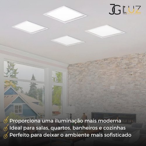 Kit 40 Painel de Embutir Led 18w Quadrado 3000k 4000k 6500k - Branco - Bco Frio 6500k - 110v/220v - 4
