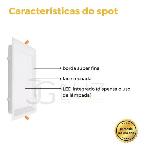 Kit 40 Painel de Embutir Led 18w Quadrado 3000k 4000k 6500k - Branco - Bco Frio 6500k - 110v/220v - 3