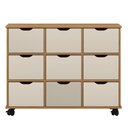 Ver imagem 1 de Nicho Organizador 9 Gavetas com Rodízios Freijó-off White - Qmovi