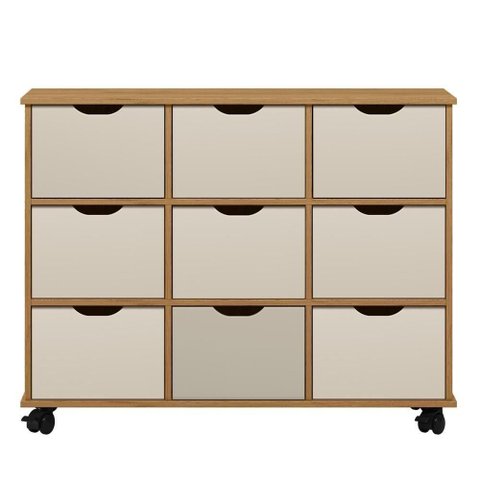 Nicho Organizador 9 Gavetas com Rodízios Freijó-off White - Qmovi