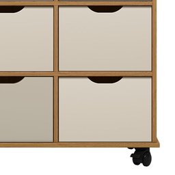Nicho Organizador 9 Gavetas com Rodízios Freijó-off White - Qmovi - 6
