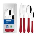 Ver imagem 5 de Faqueiro Tramontina Leme Lâminas Inox Cabos Vermelho 12 Peça