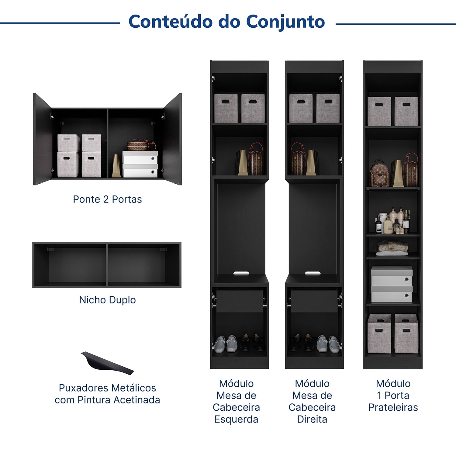 Guarda-roupa Modulado 7 Portas 5 Peças Hera Cabecasa Madeiramadeira - 4